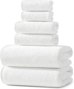 REDKISS Ultra Soft 6 Piece Towel Set, Premium White Towels for Bathroom, Highly Absorbent, Quick Dry, Lightweight Bath Towels Set Collection, Includes 2 Bath Sheets, 2 Hand Towels, 2 Washcloths