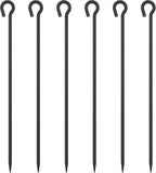 30 Inch Rebar Stakes Heavy Duty 6 Pack Tent Stakes with Loop 1/2 Inch Diameter Tarp Pegs Tree Stakes and Supports Ground Anchors Garden Rope Fence Stakes for Outdoor Camping and Yard, Black