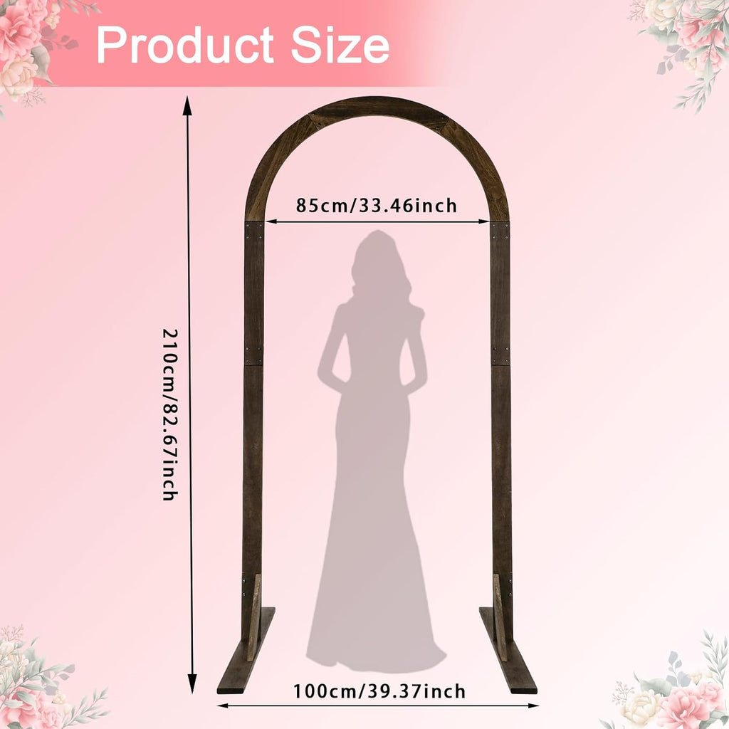 6.9 FT Wooden Arches Semicircle Wood Arch Wooden Wedding Arches Wood Wedding Arch Backdrop Stand for Indoor Outdoor Wedding Party Garden Beach Forest Rustic Boho Decor
