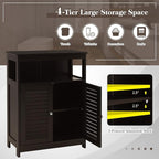 GLACER Bathroom Floor Cabinet, Wooden Storage Cabinet with Double Shutter Doors & 3-Position Adjustable Shelf, Side Storage Organizer, 23.5 x 12 x 31.5 inches (Espresso)