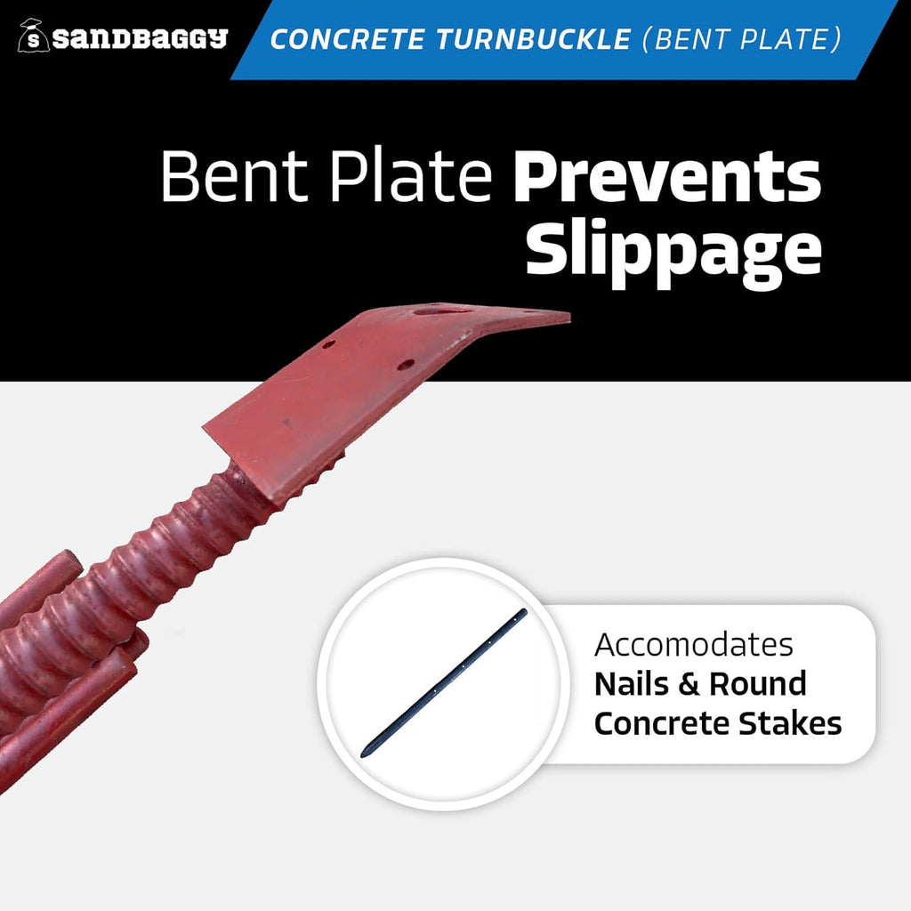 Sandbaggy Concrete Turnbuckle Form Aligner with 5" x 3" Bent Plate (35" - 37.5" Length) - Rust Resistant Steel - Adjustable Wall Brace - Aligns & Plumbs Form Walls, Columns, or Beams (35 inches, 15)