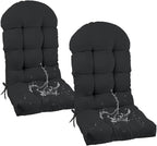 Outdoor Adirondack Chair Cushions Set of 2 Waterproof Rocking Chair Cushion Black 47 * 19.68 * 3.9" Tufted Thick Patio Chair Seat Cushion for Indoor Outdoor Furniture