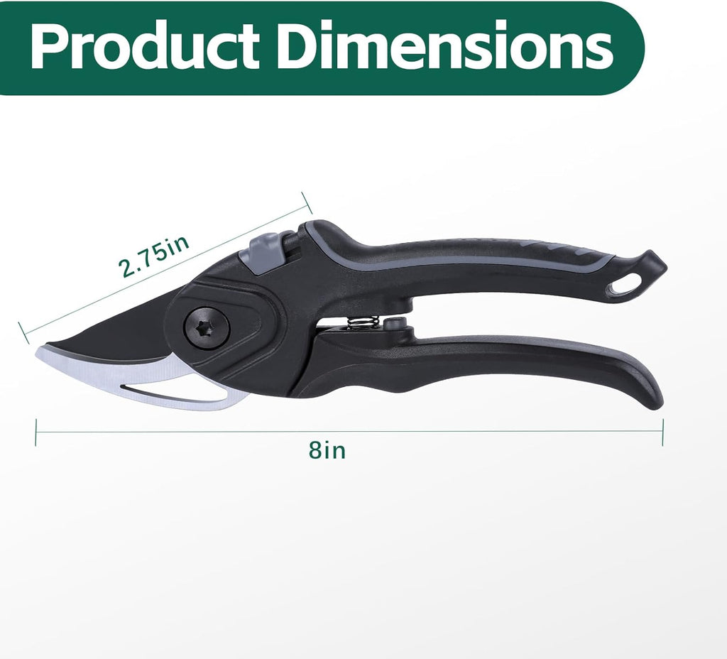 Bypass Secateurs Hand Gardening Pruners Lightweight Garden Pruning Scissors with SK-5 High Carbon Steel Blades and Safety Lock Rust Resistant Gift-Packaged