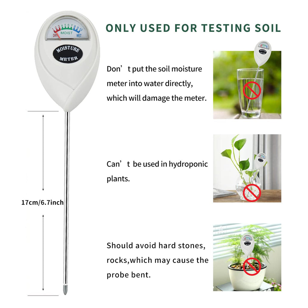Censinda Soil Moisture Meter, Soil Moisture Monitor for House Plants, Soil Hygrometer Moisture Sensor for Indoor & Outdoor, Garden, Farm, Lawn Plant Care, No Battery Needed(White)