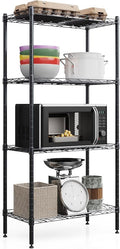 4 Tier Shelves Storage, Wire Shelf Unit, Standing Adjustable Metal Shelves Organizer, Storage Racks for Restaurant Garage Pantry Kitchen Garage(21.2 '' x 11.4" x 43.3 ")