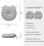 Bistro Chair Cushions 15 inch,Set of 2,Tufted Round Chair Cushions with Ties,15"x15"x4",Water Resistant Round Seat Cushion for Barstool Chairs,Patio Garden Kitchen Outdoor Furniture(Light Gray)