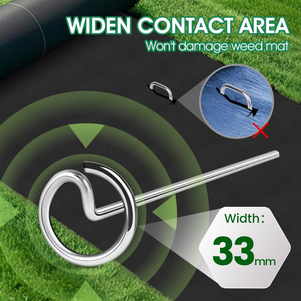 300pcs Landscape Fabric Pins, Bold 8 Gauge Galvanized Steel Garden Staples, Tent Stakes Landscape Fabric Staples Yard Stakes for Decoration Weed Barrier (6in X 300)