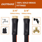 EASTRANS Short Garden Hose 10 ft x 5/8", Heavy Duty Black Orange Water Hose with Female to Female Brass Connector for All-weather Outdoor