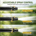 High Pressure Hose Nozzle Metal Fits US Garden Hoses with 3 Spray Modes