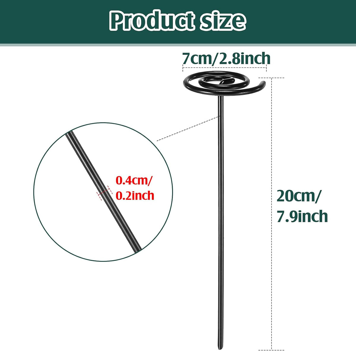 Ferraycle 100 Pcs Landscape Fabric Pins Circle Top Galvanized Landscape Spikes Garden Stakes Spikes Pins for Securing Weed Barrier Sod Fabric Netting Ground Sheets and Fleece(7.8 Inches)