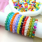 100 PCS 8mm Crystal Glass Beads Round Multiple Faceted Loose Spacer Glass Beads for DIY Handcrafte Bracelet Necklace Earring Jewelry Making(Amber)