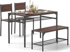 Tangkula Dining Table Set for 4, Kitchen Table and 2 Chairs for 4 with Bench, Additonal Storage Rack, 4 Piece Dining Table Set for Small Space, Apartment