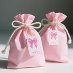 100Pcs Pink Bow Gift Tags with String Pink Buffalo Plaid Large Gift Tags with 65Ft White String Cute Thank You White Paper Tag for Coquette Birthday Baby Shower Wedding Gift Wrap Tag
