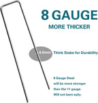 8 Inch Landscape Staples, More Thicker Heavy Duty 8 Gauge Galvanized Landscape Stakes, 125 Packs Garden Staples for Lawns, Weed Barriers, and Landscape Fabrics, Irrigation Hose, Tent Pegs