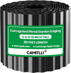 Corrugated Metal Garden Edging, Sturdy Tall Landscape Edging Borders, Perfect DIY for Flower Beds, Lawn and Pathway, Tree Surrounds, Paver Edges (Black, 10"×20FT)