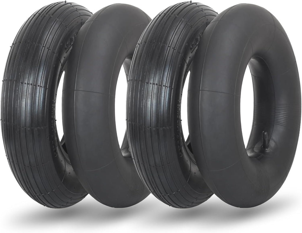 4.00-6 Replacement Tire and Inner Tube Set, 2 Pack, 13" Heavy Duty Tire and Wheel, TR-13 Straight Valve Stem, for wheelbarrow Trolley Dolly Garden Wagon Wheel Replacement