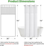 Stall No Hook Shower Curtain with Snap-in Fabric Liner Set,Waffle Weave Shower Curtains for Bathroom,Hotel Luxury Decor Bathroom Curtain Set,Waterproof & Washable,White,36Wx74H