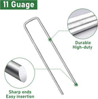 500 Pack Landscape Staples 6 Inches 11 Gauge Stakes, Galvanized Garden Stakes U-Shaped Pins and Landscaping Staples for Sod Anchoring Landscape Fabric Irrigation Tubing, sliver