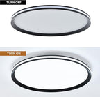Dimmable Metal LED Ceiling Lights Fixtures,Slim, Edge Lit - 20" Full Spectrum Smart Round Ceiling Lamps,3000-6500K Modern Ultra Thin Low Profile Light Fixture for Bedroom & Living Room (Black,45W)