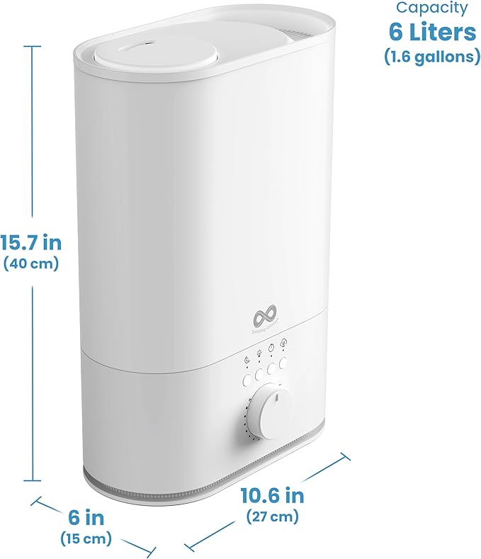Everlasting Comfort 6L Humidifier Large Room, High Mist Output 60 HR Runtime Ultrasonic Top Fill Humidifiers for Bedroom, Easy to Use & Clean for Home, Baby Humidifier, Plants, Congestion, Indoor