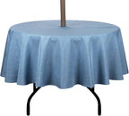 Outdoor Tablecloth Wrinkle-Free Stain Resistant Waterproof Polyester Fabric Table Cover with Zipper Umbrella Hole for Picnic/Party/Dinner/Patio Garden(60inch Round,Zippered,Water Blue)