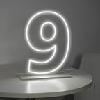 Number 9 Neon Sign for First Birthday, 16.54" Cool White USB Battery Powered Led Neon Sign for Party Wedding Anniversary Decor Light Sign (Number 9)
