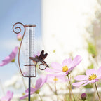 HOBYLUBY Dragonfly Rain Gauge Outdoor with 7 Inch Glass Tube