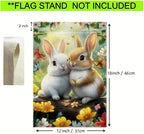 Spring Summer Flowers Butterfly Bunny Garden Flags for Outside 12x18 Double Sided, Small Burlap Seasonal Farmhouse Yard Flag Spring Decorations Outdoor Decor for Lawn Porch Patio Walkway