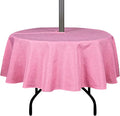 Outdoor Tablecloth Wrinkle-Free Stain Resistant Waterproof Polyester Fabric Table Cover with Zipper Umbrella Hole for Picnic/Party/Dinner/Patio Garden(60inch Round,Zippered,Pink)