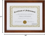 RPJC Document Frame Certificate Frames Made of Solid Wood High Definition Glass and Display Diplomas 8.5x11 with Mat or 11x14 Inch Without Mat Picture Frame Brown