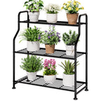 Kitsure 3-Tier Plant Stand Indoor & Outdoor, 27" x 11.4" x 29.3", Black