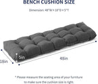 IPYNBAP Outdoor Bench Cushion, 48x18x5 Inch, Waterproof Bench Cushion for Outdoor/Indoor Furniture, Tufted Patio Bench Seat Cushion, Fade Resistant Outdoor Cushions for Porch Swing Couch, Dark Grey