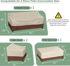 Gasadar Outdoor Furniture Cover Waterproof, Patio Furniture Set Covers for Patio Loveseat, Chair and Coffee Table, 600D Heavy Duty, Beige & Brown