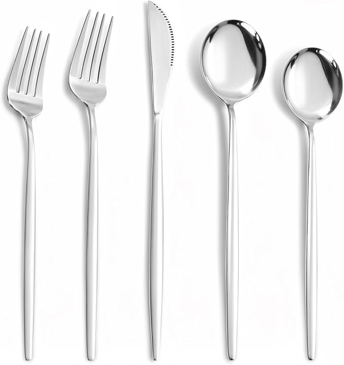 NOCCUR 40-Piece Stainless Steel Silverware Set for 8 - Utensils Set Include Knives Spoons and Forks - Mirror Polished for Home&Party