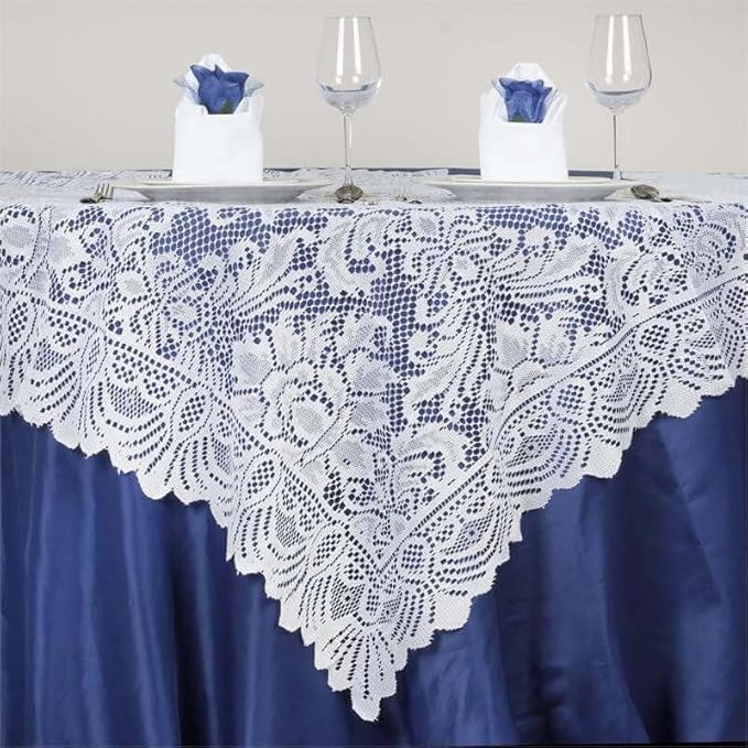 Efavormart 54" x 54" White Jolly Good Lace Table Overlay for Table Decoration