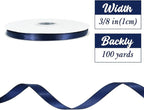 TONIFUL 3/8 Inch x 100yds Dark Blue Satin Ribbon Thin Solid Fabric Ribbon Roll for Gift Wrapping Invitation Floral Hair Balloons Craft Sewing Party Wedding Popsicles Decoration Valentine's Day Bouquet