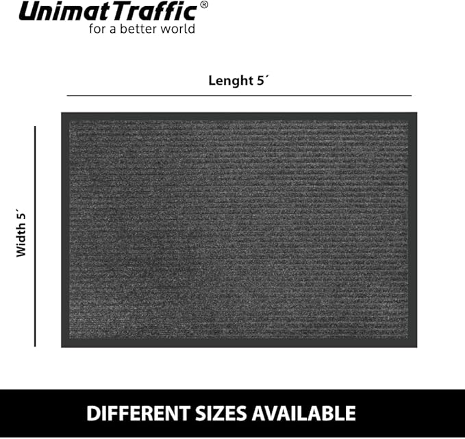 Traffic Guard Door Mat, 3´x 5´ (36” x 60”), Heavy Duty Waterproof Doormat, Stain and Fade Resistant Welcome Mats, Durable Rubber Backing, Low Profile Entryway Rug, Shoe and Boot Scraper.
