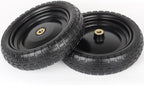 13" Flat-free Solid Tire and Wheel Replacement, with 5/8" Axle Bore Hole, 2.2" Offset Hub for Wheelbarrow Garden Wagon Trolley Dolly (4-pcs)