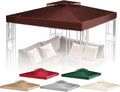 Flexzion Gazebo Cover Replacement Canopy Top 8x8 Ft (2.4m x 2.4m) - Double Tier Top Canopy Cover Replacement with UV30+, Dirt, Water Resistant for Outdoor, Sunshade, Garden, Patio, Pavilion (Brown)