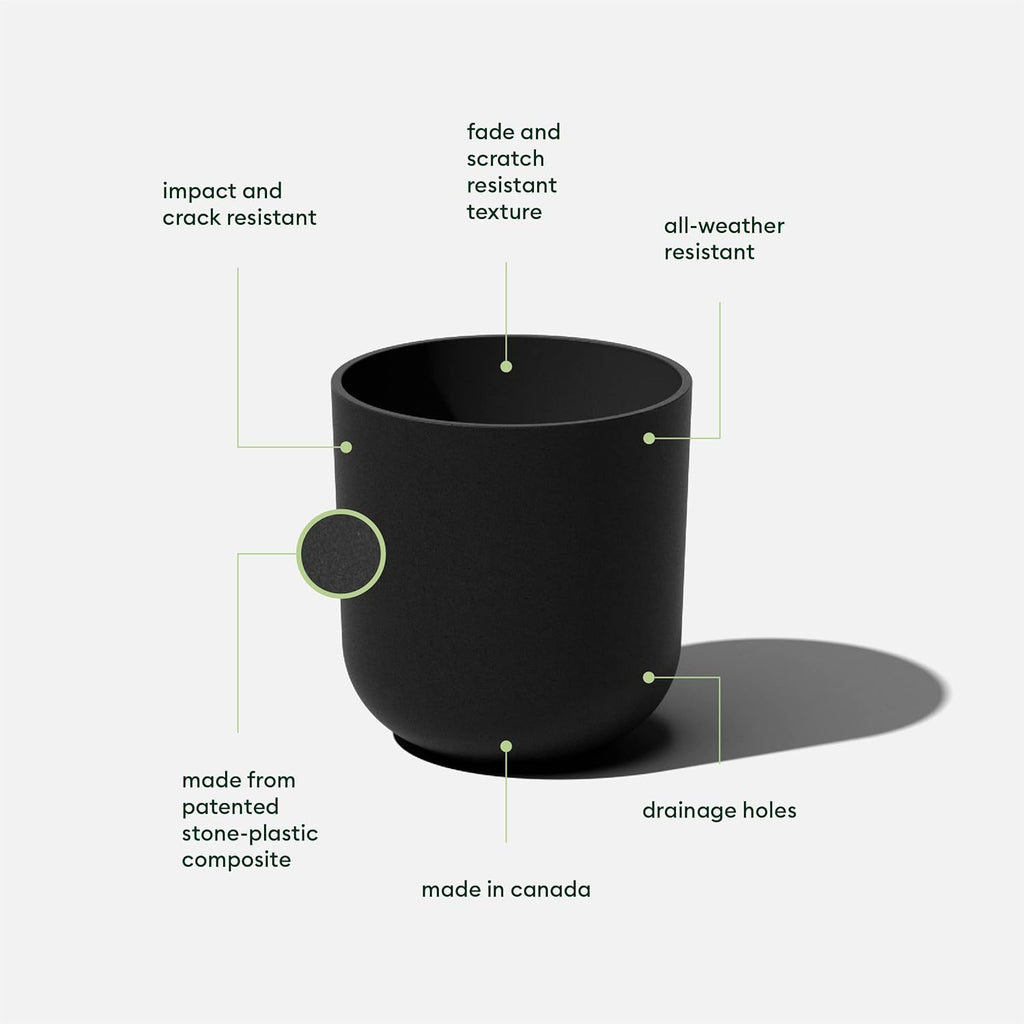 Veradek Round Black Plastic Planter Pots for Indoor/Outdoor Garden Use, with Drainage Holes, Suitable for Small to Large Succulent Plants, Flowers, Modern Interior Plants