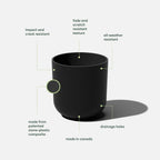 Veradek Mason Series Lima Planter - Round Planter for Indoor or Outdoor Porch/Garden | Made from Plastic-Stone Composite with Drainage Holes | Modern Décor for Succulents, Flowers, Small Plants