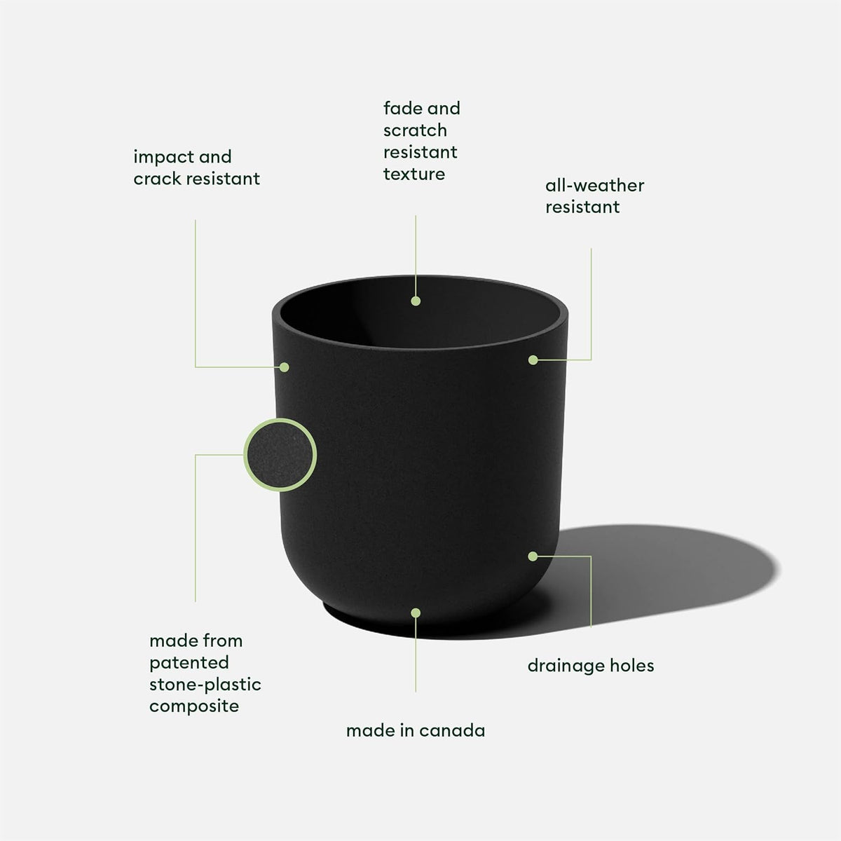 Veradek Mason Series Lima Planter - Round Planter for Indoor or Outdoor Porch/Garden | Made from Plastic-Stone Composite with Drainage Holes | Modern Décor for Succulents, Flowers, Small Plants