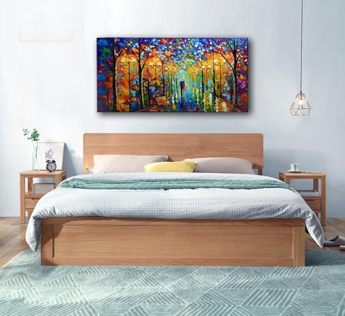 Tyed Art- Contemporary Art Landscape Oil Painting On Canvas Abstract Textured Tree Painting hand-painted acrylic frame wall art modern canvas painting 24x48inch