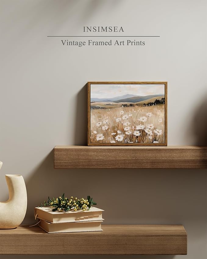 InSimSea Framed Wall Art for Living Room Retro Flower Canvas Art Wall Decor Bedroom Artwork Farmhouse Oil Paintings Pictures Prints Rustic Gallery Boho Vintage Floral Botanical Office 8x10In