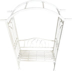 White Aluminum Garden Arbor Arch with 2-Seater Bench