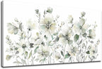 Elegant Flowers Wall Art Abstract Floral Pictures Wall Decor Modern Green Botanical Canvas Painting Flower Blossom Canvas Print Artwork for Living Room Bedroom Office Home Wall Decoration 20" x 40"
