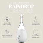 Raindrop 3.0 Nebulizing Diffuser for Essential Oil/Aromatherapy by Organic Aromas with Touch Sensor and MagConnect-Style Electrical Cord and Adapter. (White)