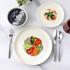 AmorArc Ceramic Dinnerware Sets of 4, Porcelain Plates and Bowls Sets, Scratch Resistant Dishes Set, Dishwasher & Microwave & Oven Safe Dishware Service for 4,12 pcs