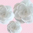 BRT Bearingshui Crepe Paper Flowers Decoration for Wall Total 9 Pcs, Artificial Flowers for Wedding Decor,Flower Backdrop Decor, Baby Bridal Shower Birthday Party, White 3D Wall Flowers Decor