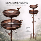 Bird Bath for Outside, 46In Vintage Freestanding Birdbaths with 2 Bird Decor, Double Metal Bird Bath Feeder Bowls Detachable for Garden Patio Yard Lawn Decor Upgraded 5-Pronged Base (Antique Bronze)